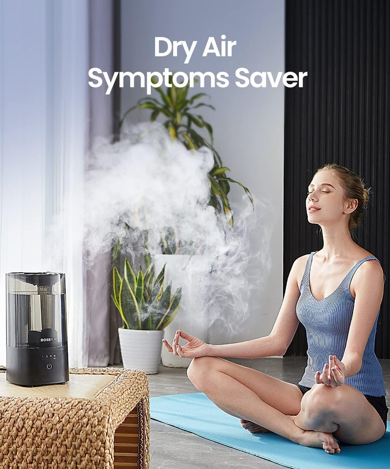 Rosekm Humidifiers for Bedroom, 2.0L Cool Mist Humidifier for Home Plant and Baby Nursery, Quiet Ultrasonic Humidifier with 360° Nozzle, Auto Shut-Off, Filterless, Black - Image 2